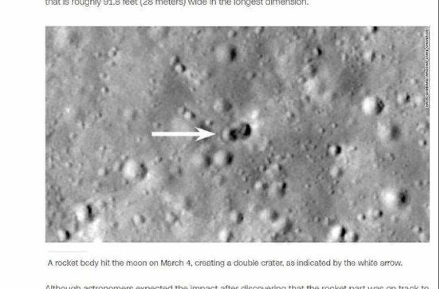 На Луне появился двойной кратер после падения таинственной ракеты