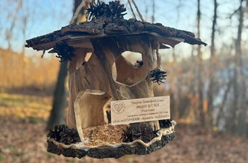 Глава Кисловодска вместе с детьми развесил кормушки в Комсомольском парке